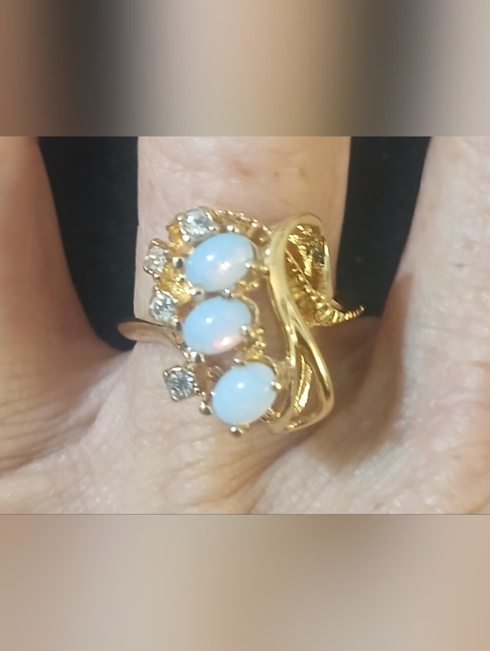 1980s Opal Gold Filled Cocktail Ring